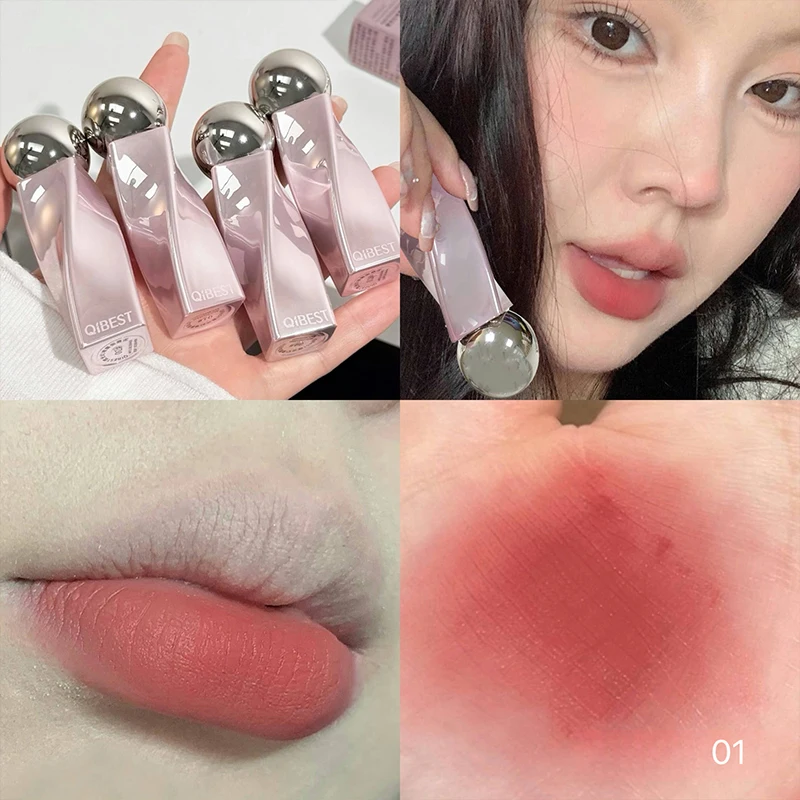 Matte Velvet Lip Tint Long Lasting - QIBEST Brillo Labial Mate Aterciopelado, Lápiz
