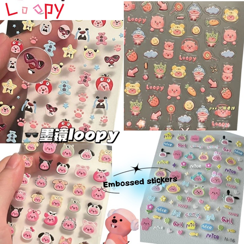 Nail Art - Adhesivo 3D en relieve Loopy, adhesivo