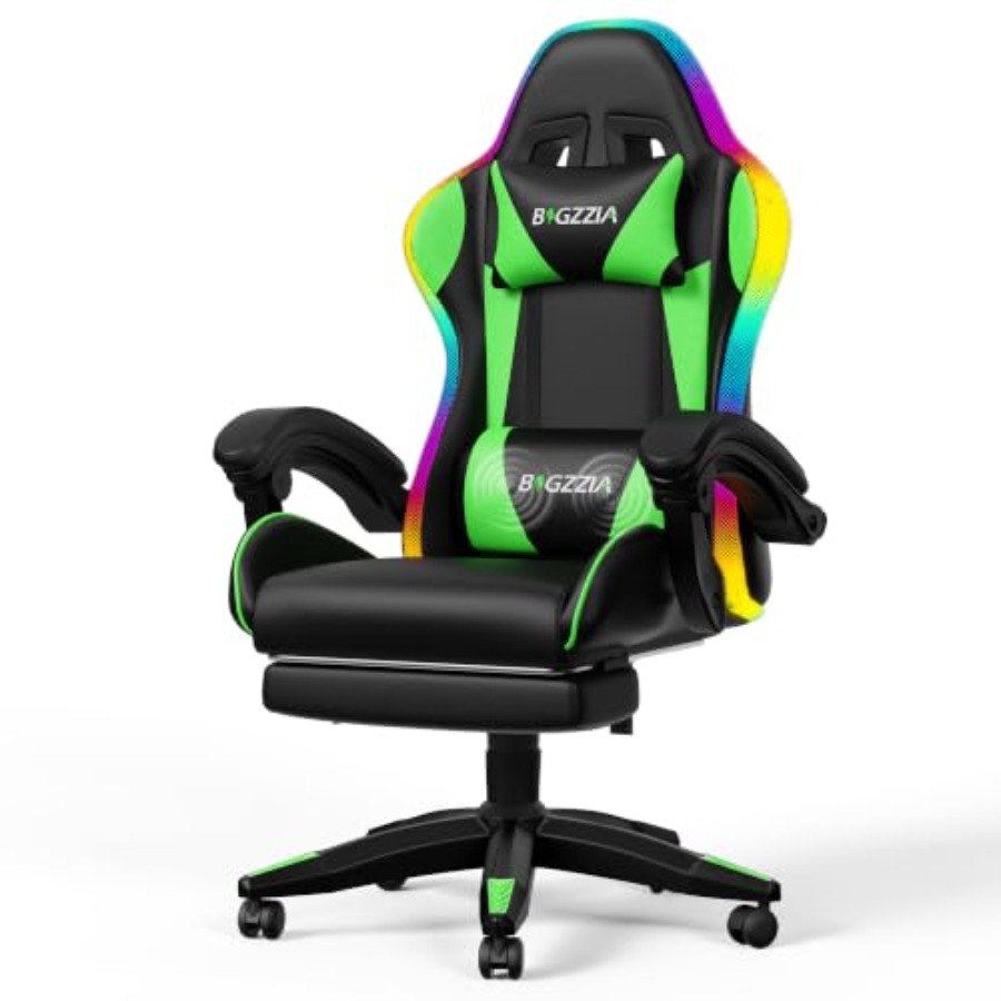 Massage - Silla de juego RGB con reposapiés