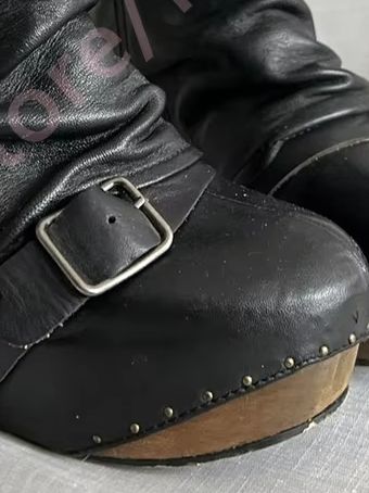 Nail Art - Botas Retro Negras para Mujer, Estilo