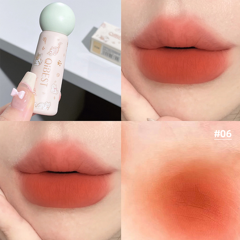 Matte Velvet Lip Tint Long Lasting - QIBEST lindo terciopelo mate labio barro