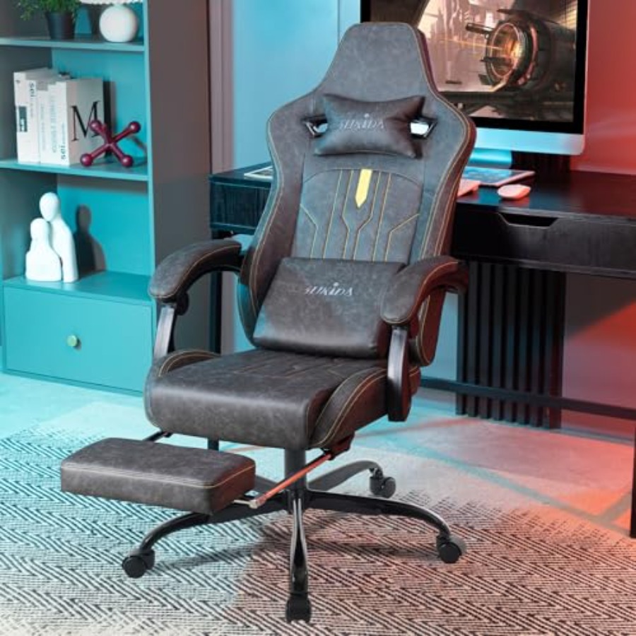 Silla de juego con reposapiés, - Massage reseña y precio