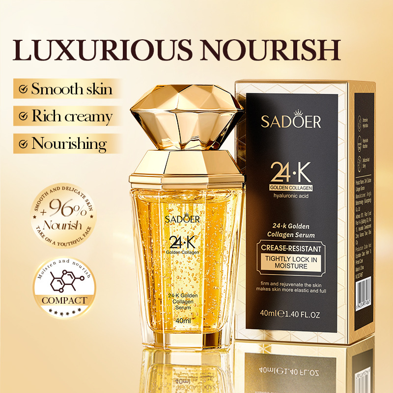 SADOER 24K suero de colágeno d - Hyaluronic Acid Facial Serum reseña y precio
