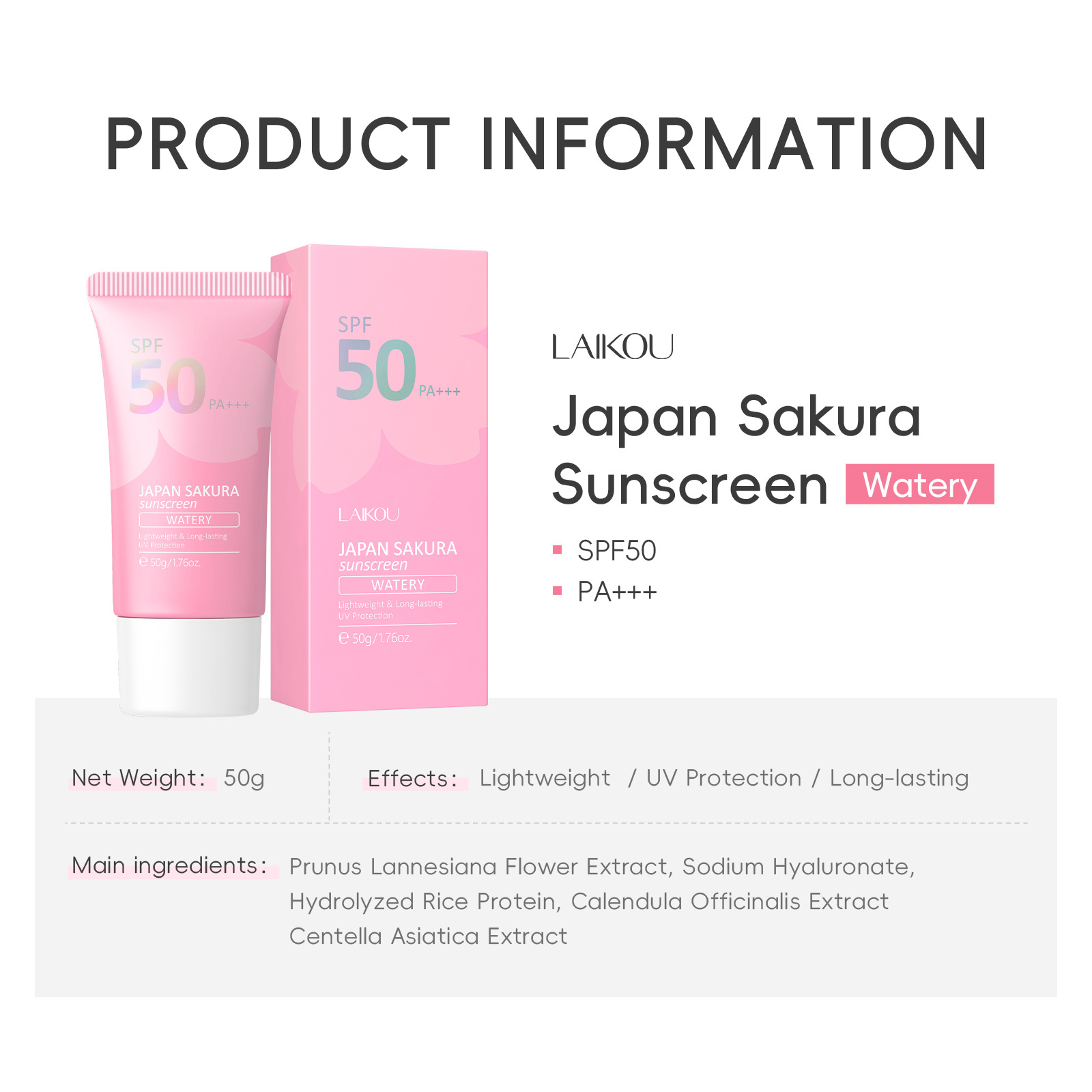 Loción Solar Facial LAIKOU Sak - Spf 50 Waterproof Sunscreen reseña y precio
